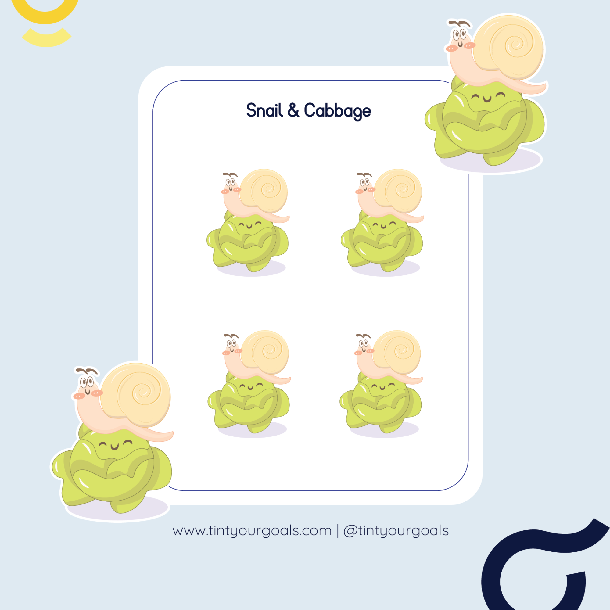 Snail-And-Cabbage Printable-Sticker